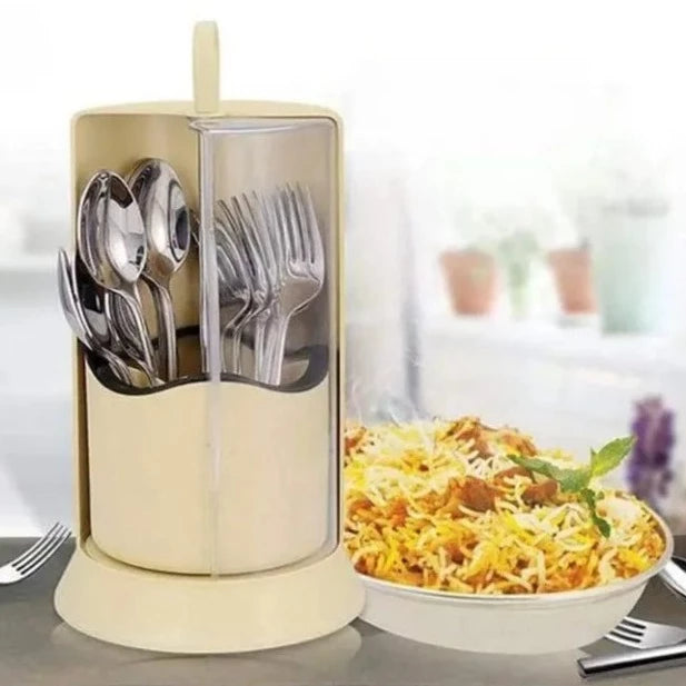 Covered Cutlery Holder, Rotating Cutlery Box With Transparent Cover, 4 Compartment Cutlery Holder, Multifunctional Fork Chopsticks Storage Stand, Standing Plastic Storage Container, Kitchen Cutlery Organizer Covered Cutlery Holder, Rotating Cutlery Box With Transparent Cover, 4 Compartment Cutlery Holder, Multifunctional Fork Chopsticks Storage Stand, Standing Plastic Storage Container, Kitchen Cutlery Organizer